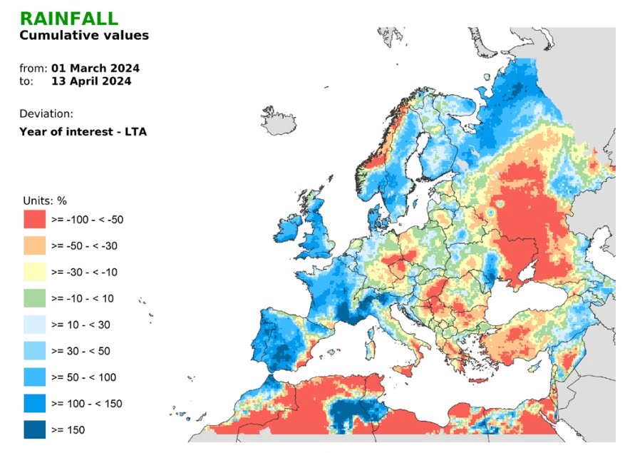 Dry spring weather to make way for rain in parts of Europe